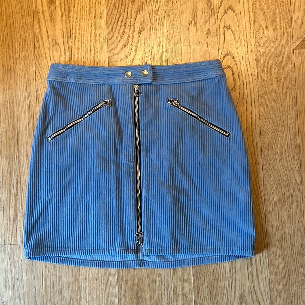 Rag & Bone Sky Blue Corduroy Zipper Skirt